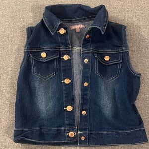 5/$15- Dark Wash Denim Vest with Gold Buttons